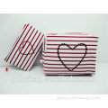 Promotional Cheap Price Red and White Stripe Canvas Cosmetic for Women